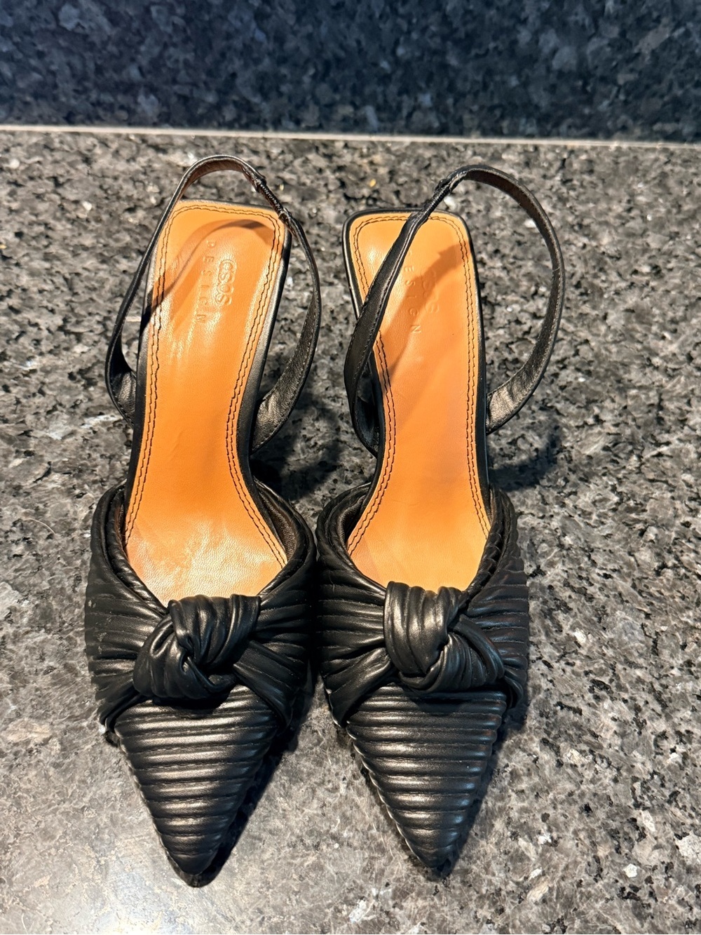 ASOS Black Knotted Pointed Slingback Heels